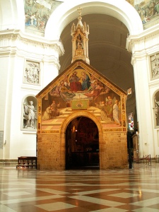 The Chapel of Porziuncola is inside the ornate Basilica of Santa Maria degli Angeli.